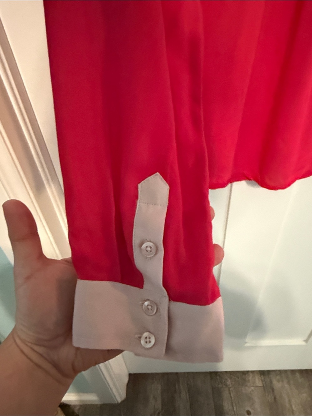 NWT Maeve Anthropologie Bright Raspberry Red Pink Shirt Jacket with Cream Trim - Picture 8 of 9